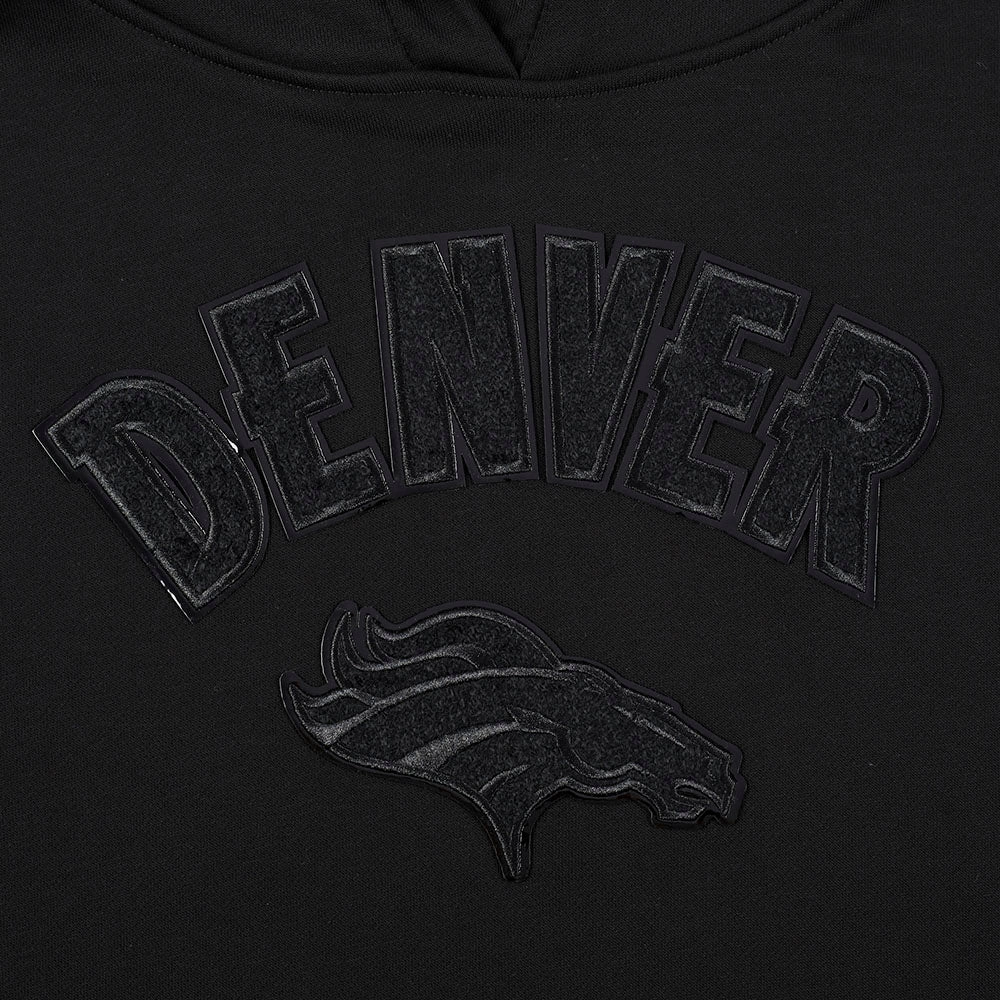 NFL DENVER BRONCOS TRIPLE BLACK WOMEN'S FLEECE PULLOVER HOODIE (TRIPLE BLACK WOMEN'S)