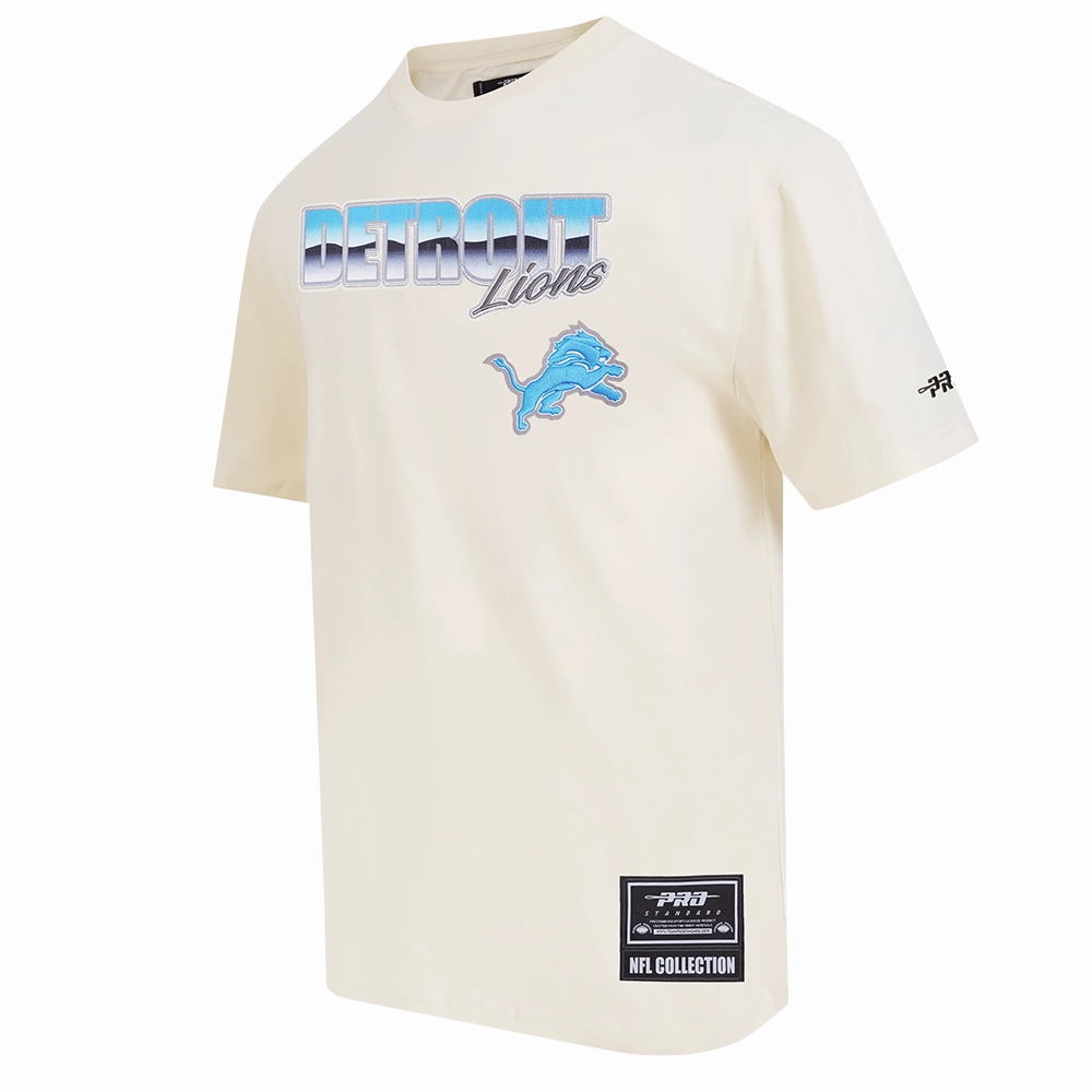 NFL DETROIT LIONS CHROME MEN'S COTTON JERSEY DROP SHOULDER TEE (EGGSHELL)