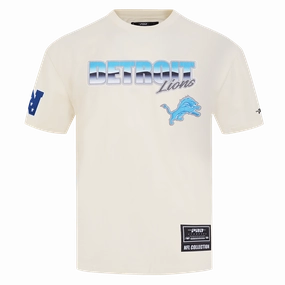 NFL DETROIT LIONS CHROME MEN'S COTTON JERSEY DROP SHOULDER TEE (EGGSHELL)