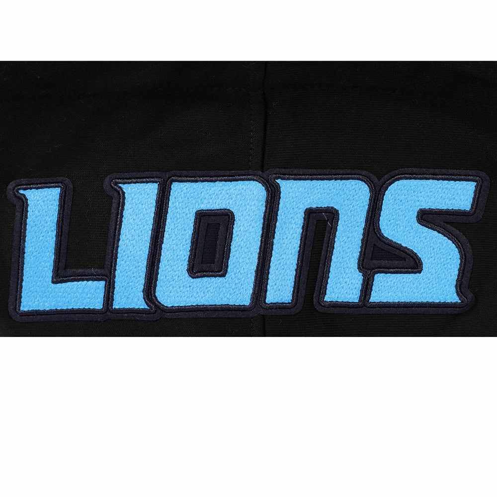 NFL DETROIT LIONS CITY RANSOM MEN'S RIB FLEECE PULLOVER HOODIE (BLACK)