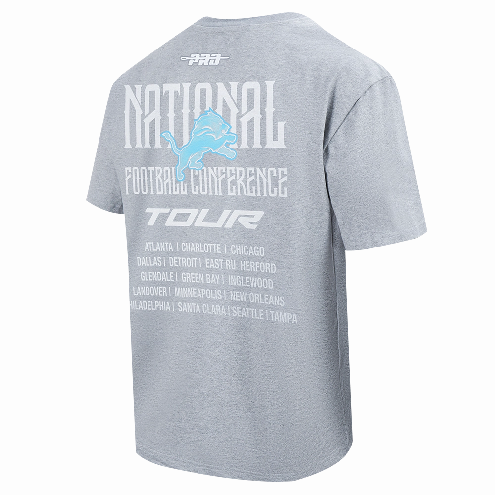 NFL DETROIT LIONS CITY TOUR 2.0 MEN'S COTTON JERSEY DROP SHOULDER TEE (DARK HEATHER GRAY)