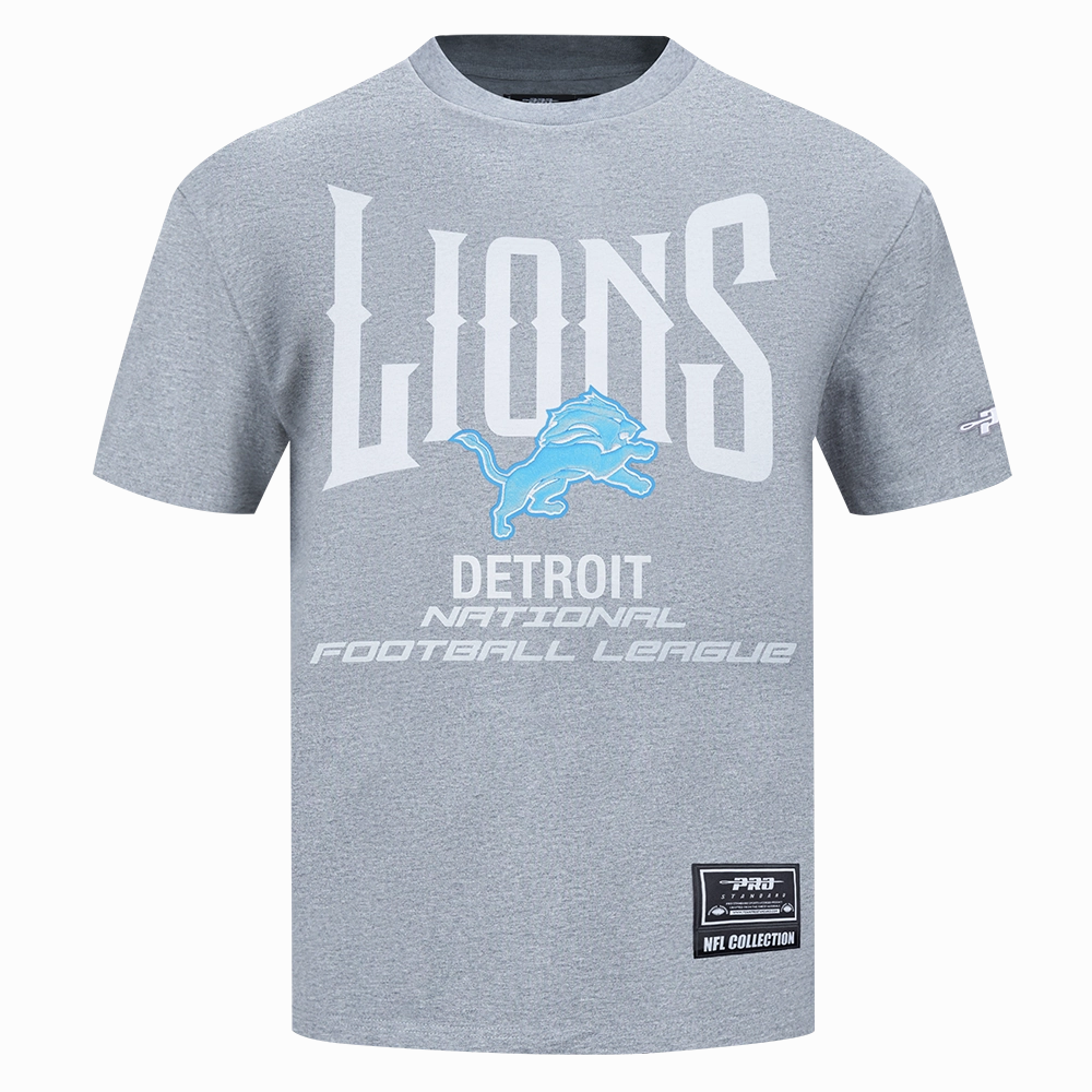 NFL DETROIT LIONS CITY TOUR 2.0 MEN'S COTTON JERSEY DROP SHOULDER TEE (DARK HEATHER GRAY)