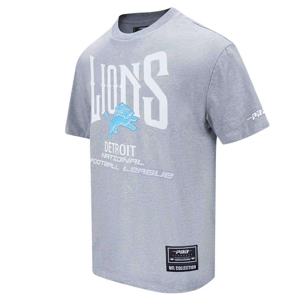 NFL DETROIT LIONS CITY TOUR 2.0 MEN'S COTTON JERSEY DROP SHOULDER TEE (DARK HEATHER GRAY)