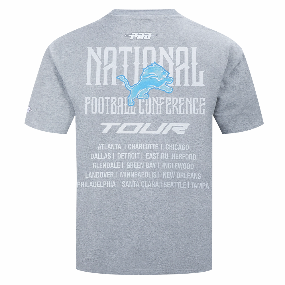 NFL DETROIT LIONS CITY TOUR 2.0 MEN'S COTTON JERSEY DROP SHOULDER TEE (DARK HEATHER GRAY)