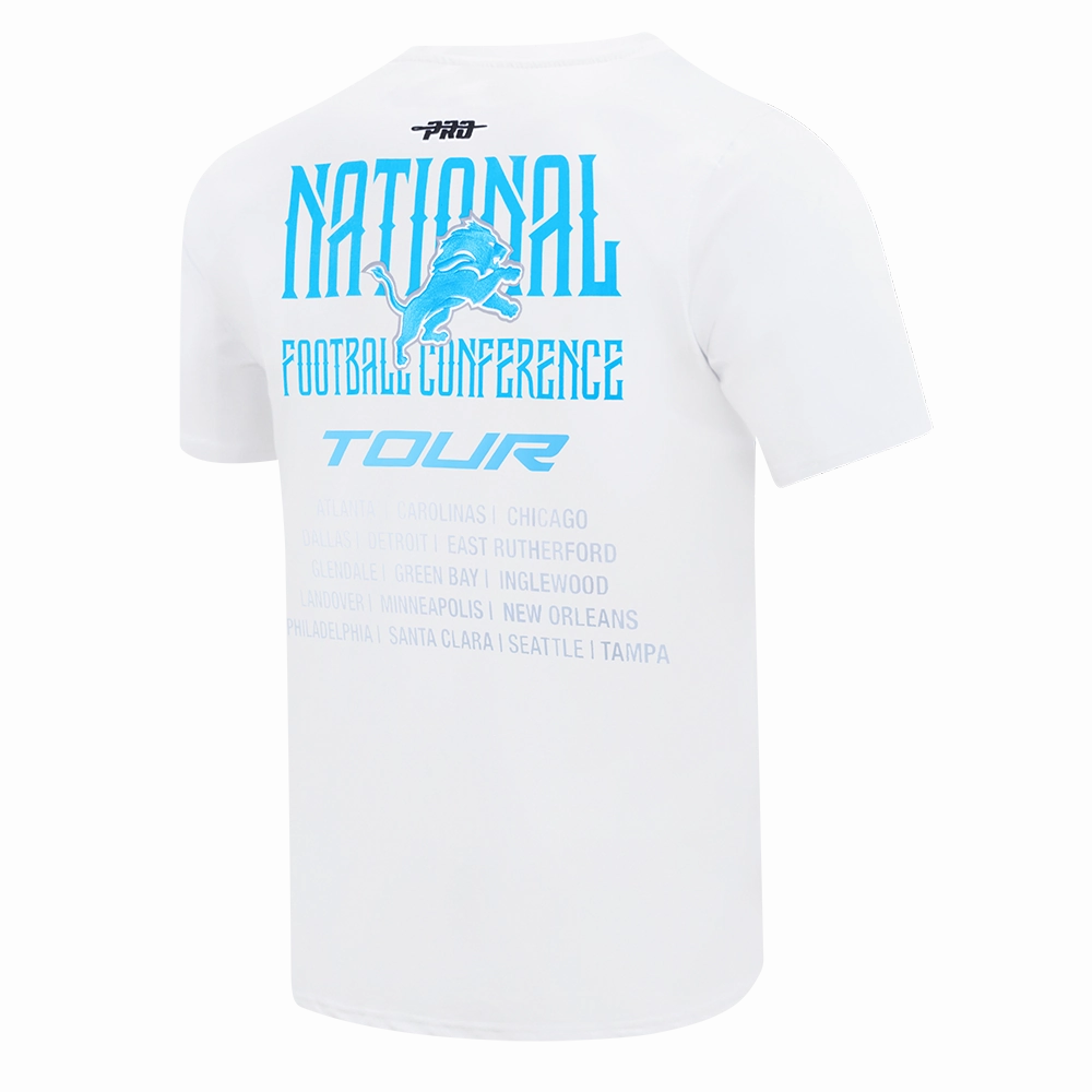 NFL DETROIT LIONS CITY TOUR 2.0 MEN'S COTTON JERSEY DROP SHOULDER TEE (WHITE)