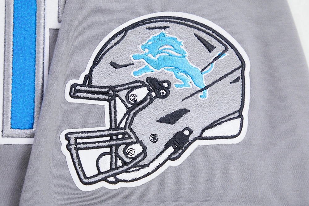 NFL DETROIT LIONS CLASSIC CHENILLE MEN'S DOUBLE KNIT TEE (GRAY)