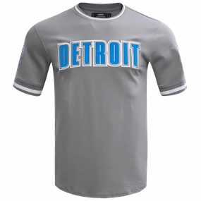 NFL DETROIT LIONS CLASSIC CHENILLE MEN'S DOUBLE KNIT TEE (GRAY)