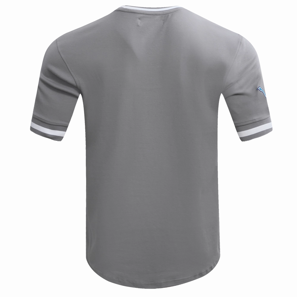 NFL DETROIT LIONS CLASSIC CHENILLE MEN'S DOUBLE KNIT TEE (GRAY)