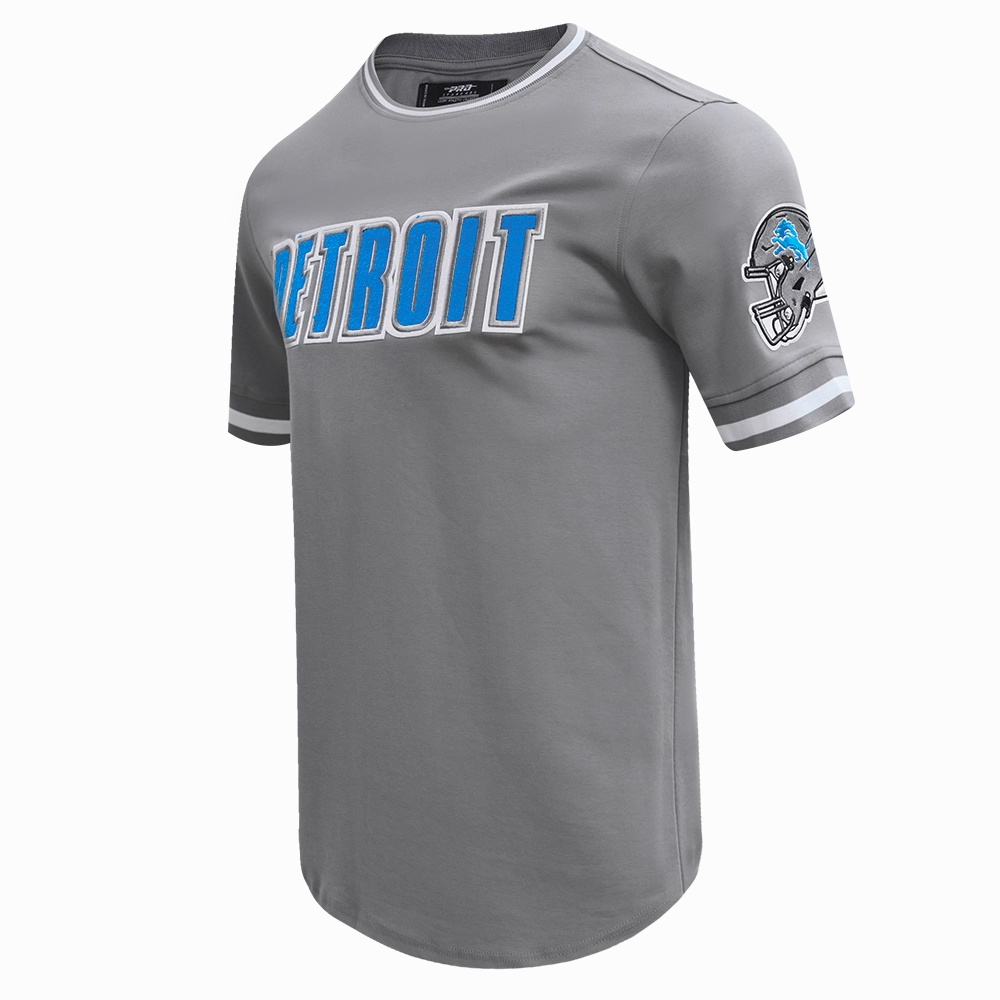 NFL DETROIT LIONS CLASSIC CHENILLE MEN'S DOUBLE KNIT TEE (GRAY)