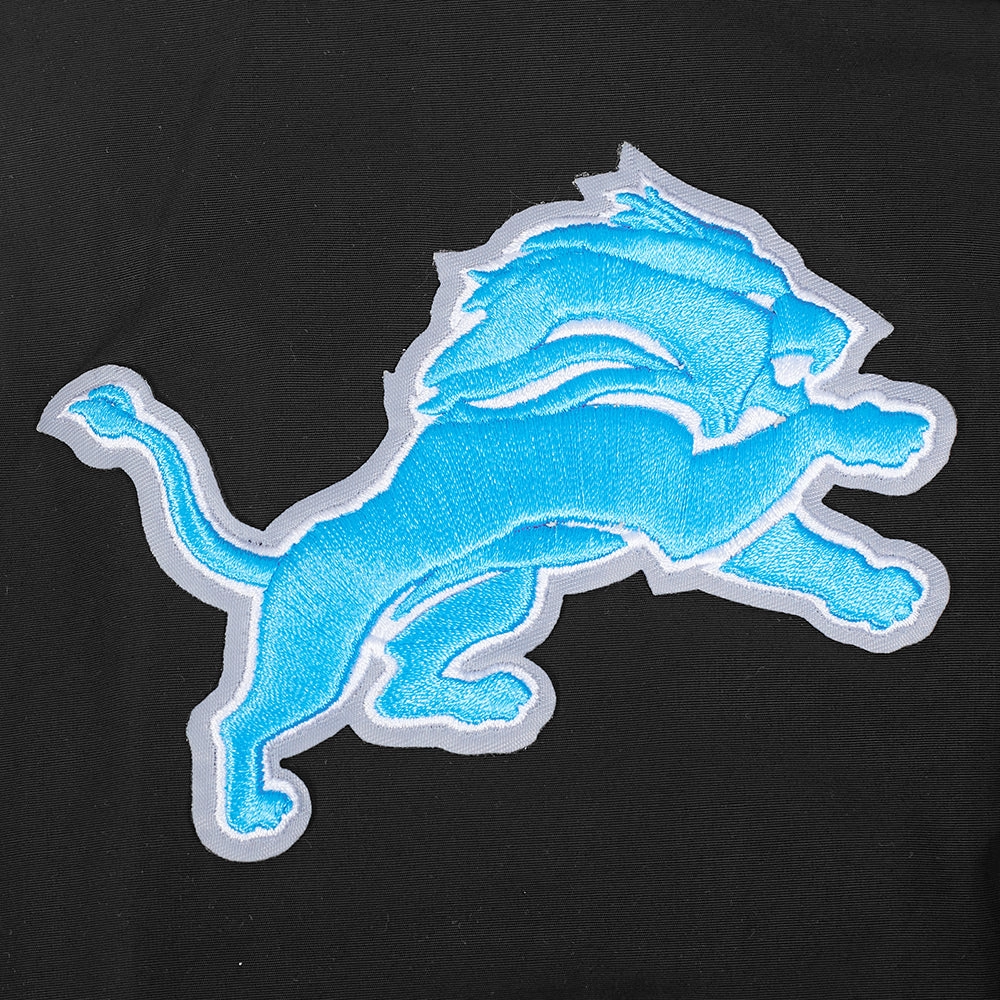 NFL DETROIT LIONS CLASSIC WIND SUIT MEN'S WOVEN FULL ZIP PULLOVER HOODIE (BLACK)