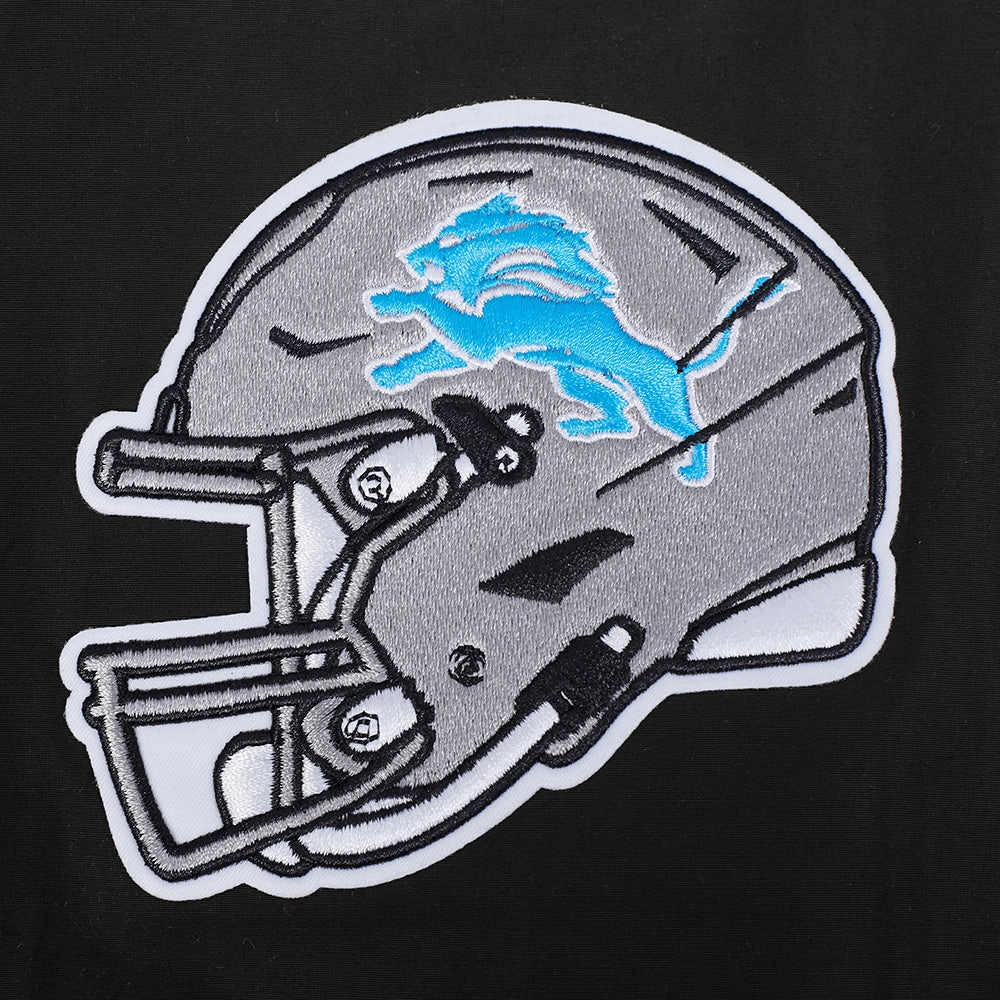 NFL DETROIT LIONS CLASSIC WIND SUIT MEN'S WOVEN FULL ZIP PULLOVER HOODIE (BLACK)