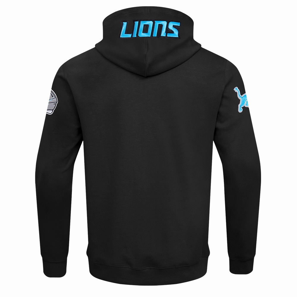 NFL DETROIT LIONS CLASSIC WIND SUIT MEN'S WOVEN FULL ZIP PULLOVER HOODIE (BLACK)
