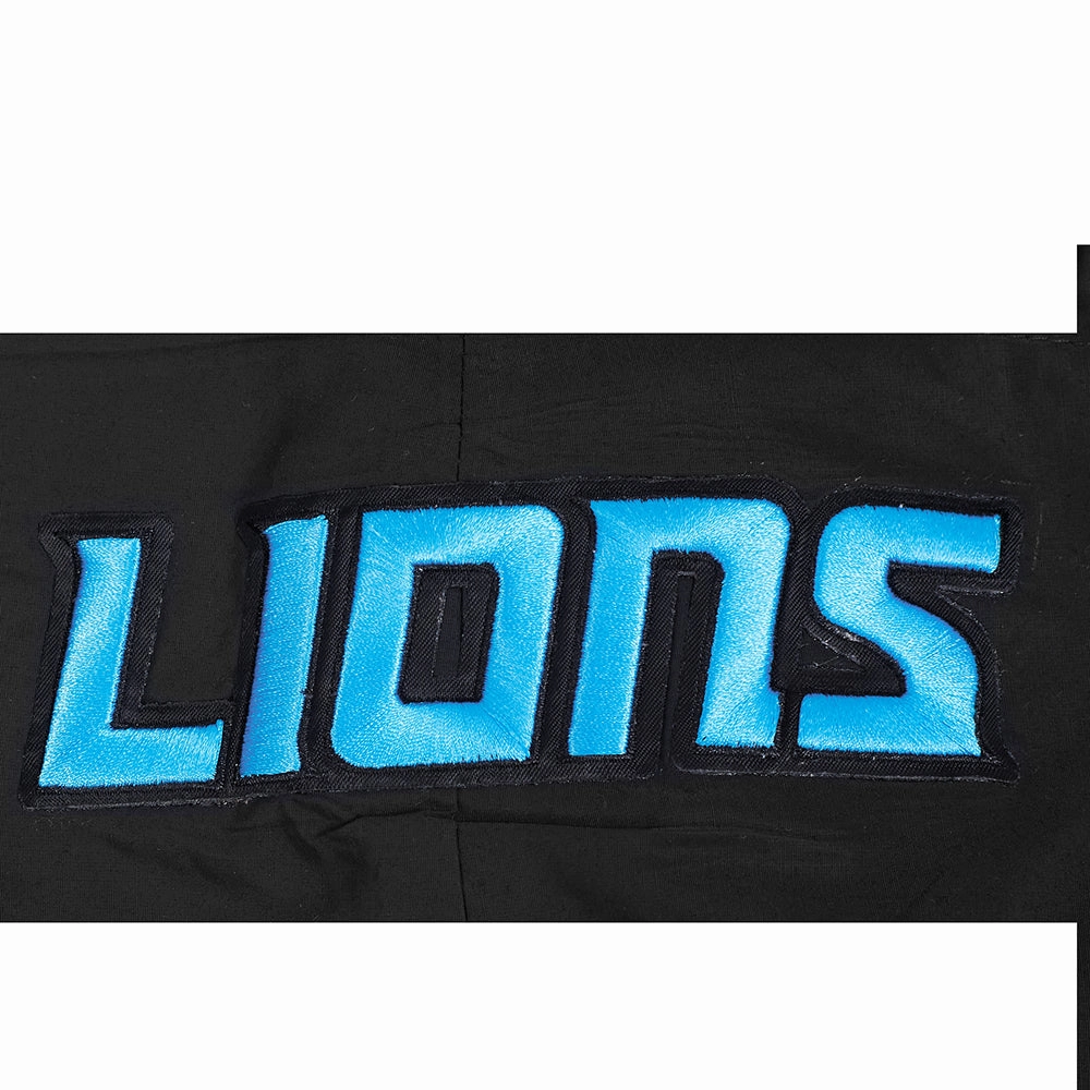 NFL DETROIT LIONS CLASSIC WIND SUIT MEN'S WOVEN FULL ZIP PULLOVER HOODIE (BLACK)
