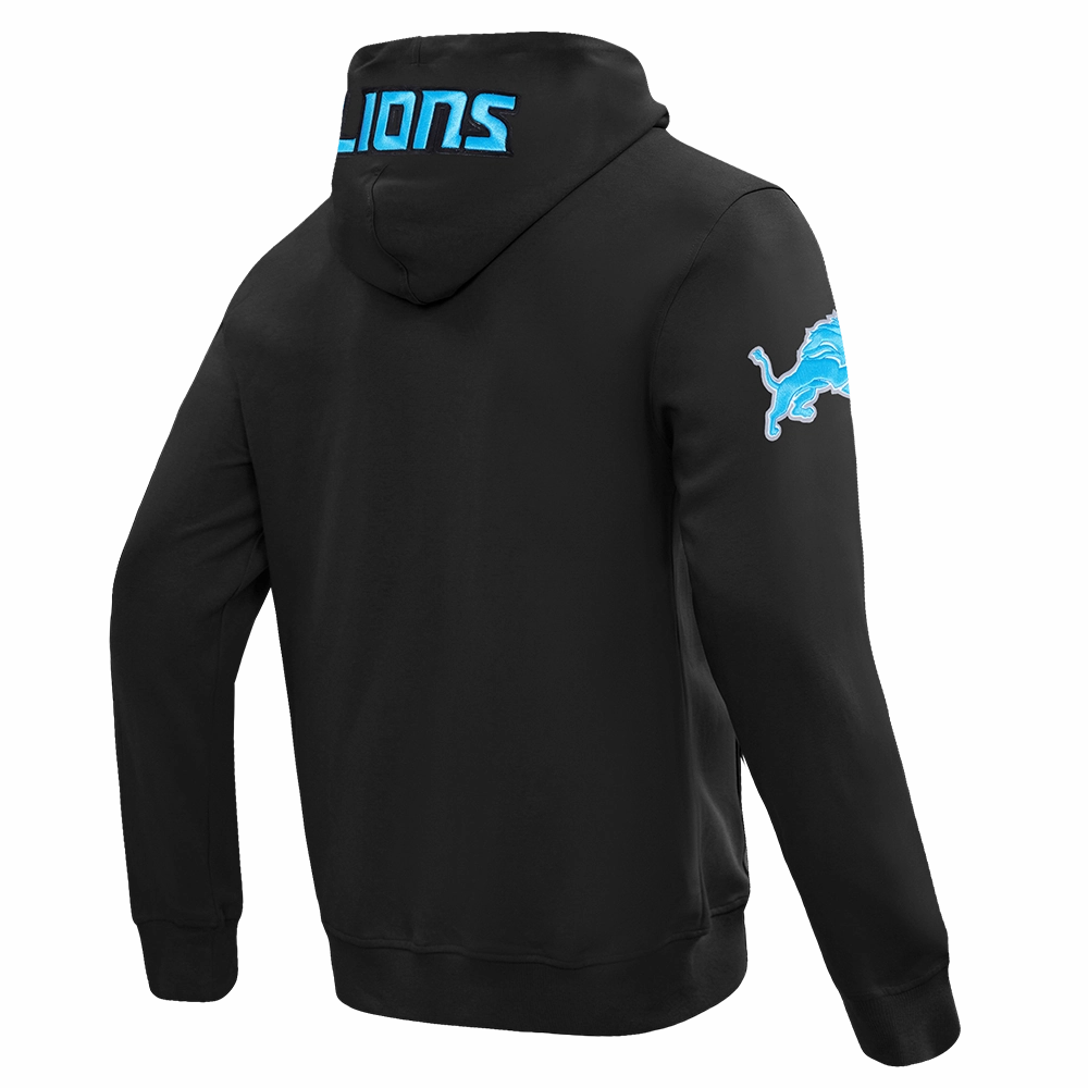 NFL DETROIT LIONS CLASSIC WIND SUIT MEN'S WOVEN FULL ZIP PULLOVER HOODIE (BLACK)