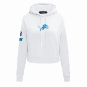 NFL DETROIT LIONS CLASSIC WOMEN'S CROPPED PULLOVER HOODIE (WHITE)