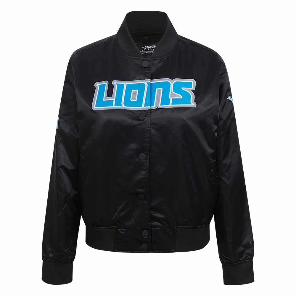 NFL DETROIT LIONS CLASSIC WOMEN'S SATIN JACKET (BLACK)