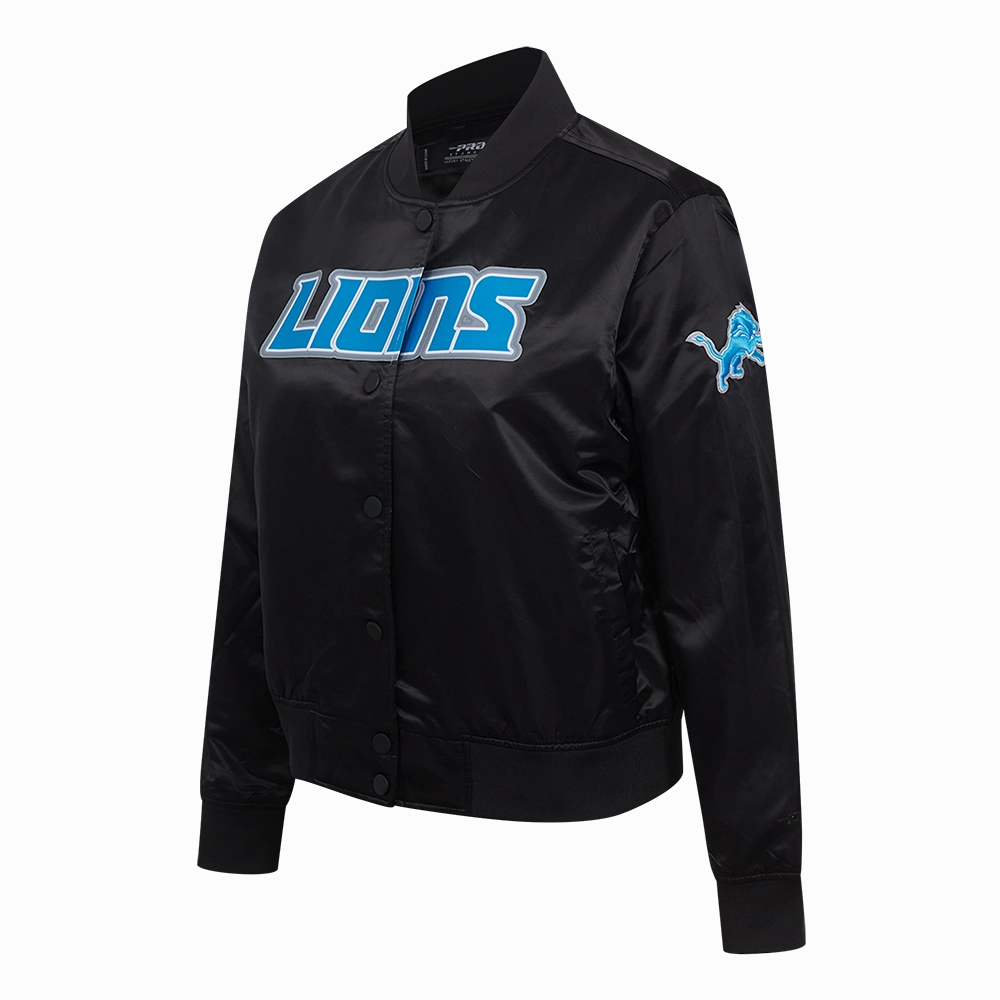 NFL DETROIT LIONS CLASSIC WOMEN'S SATIN JACKET (BLACK)