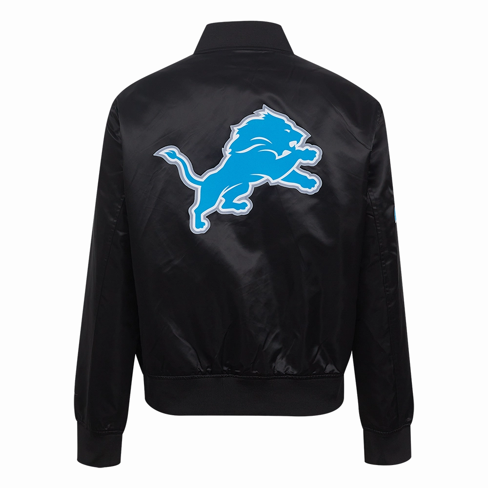 NFL DETROIT LIONS CLASSIC WOMEN'S SATIN JACKET (BLACK)