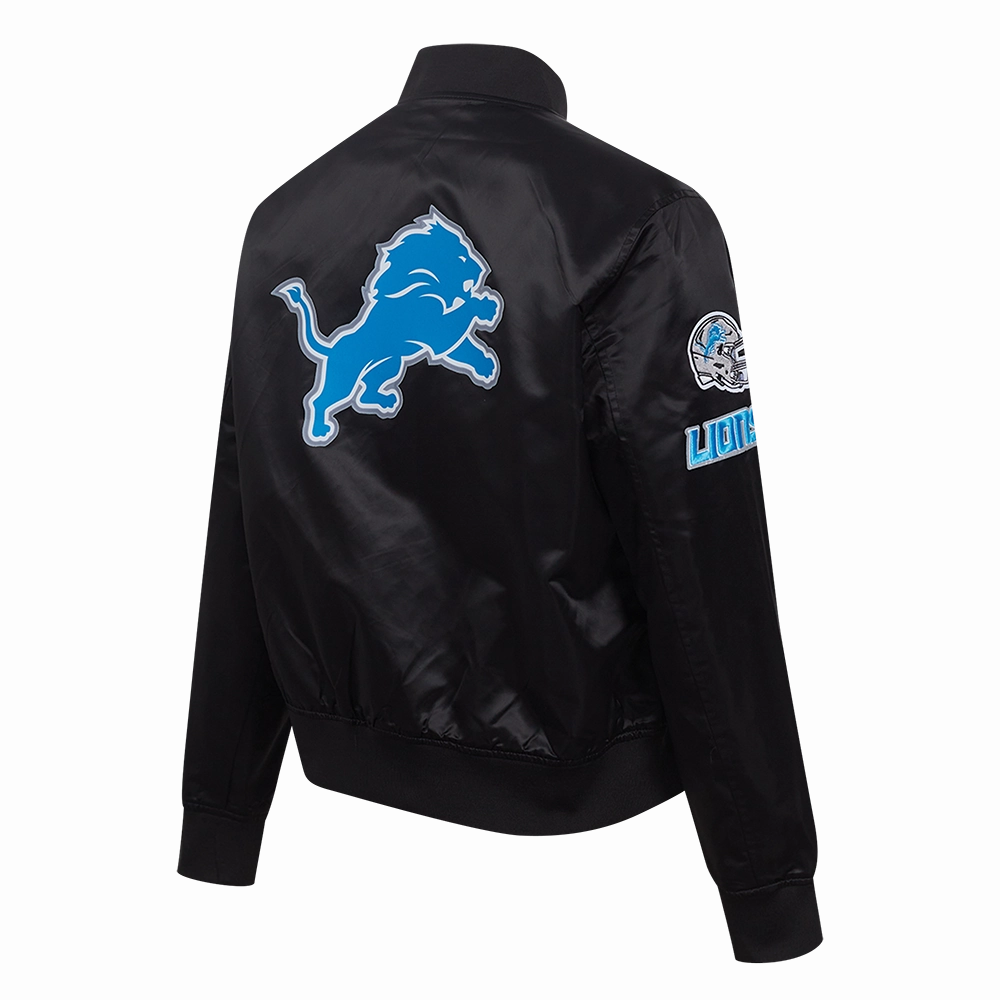 NFL DETROIT LIONS CLASSIC WOMEN'S SATIN JACKET (BLACK)
