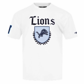 NFL DETROIT LIONS COUNTRY CLUB MEN'S COTTON JERSEY DROP SHOULDER TEE (WHITE)