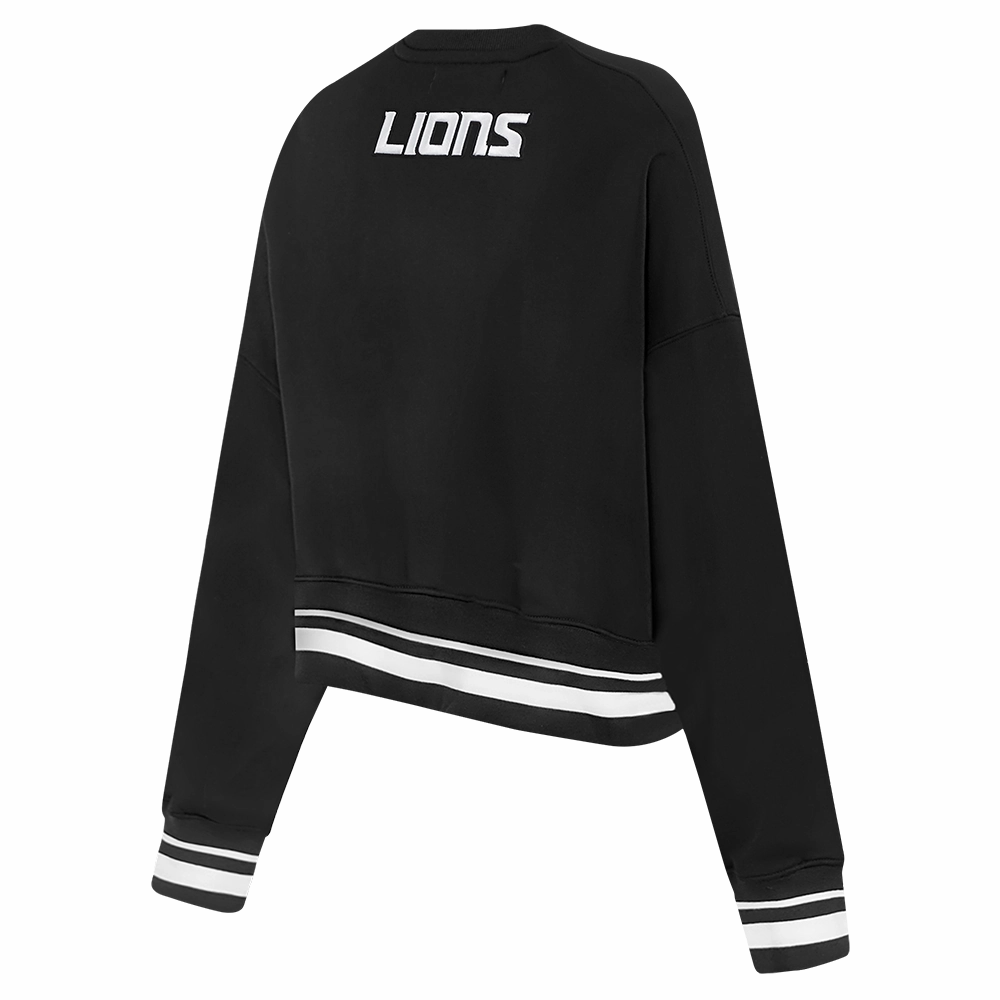 NFL DETROIT LIONS PEARLS WOMEN'S RIB FLEECE CREWNECK (BLACK)