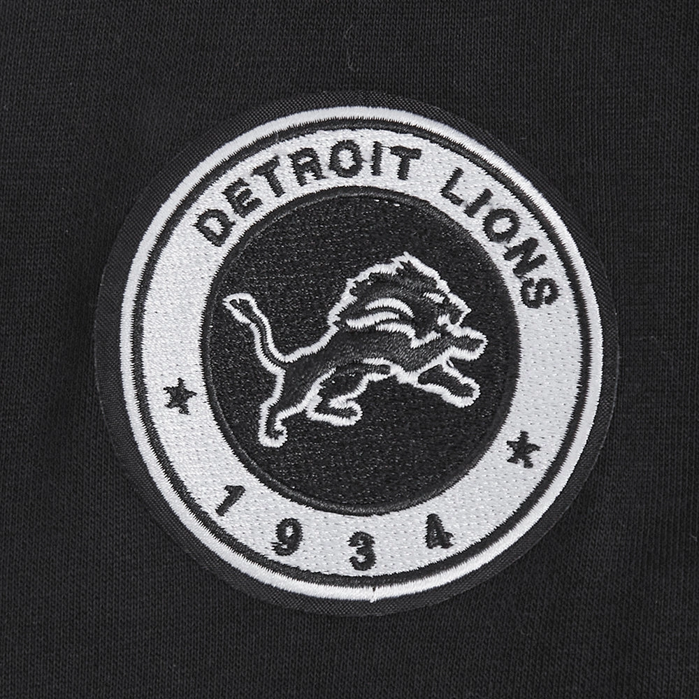 NFL DETROIT LIONS PEARLS WOMEN'S RIB FLEECE CREWNECK (BLACK)