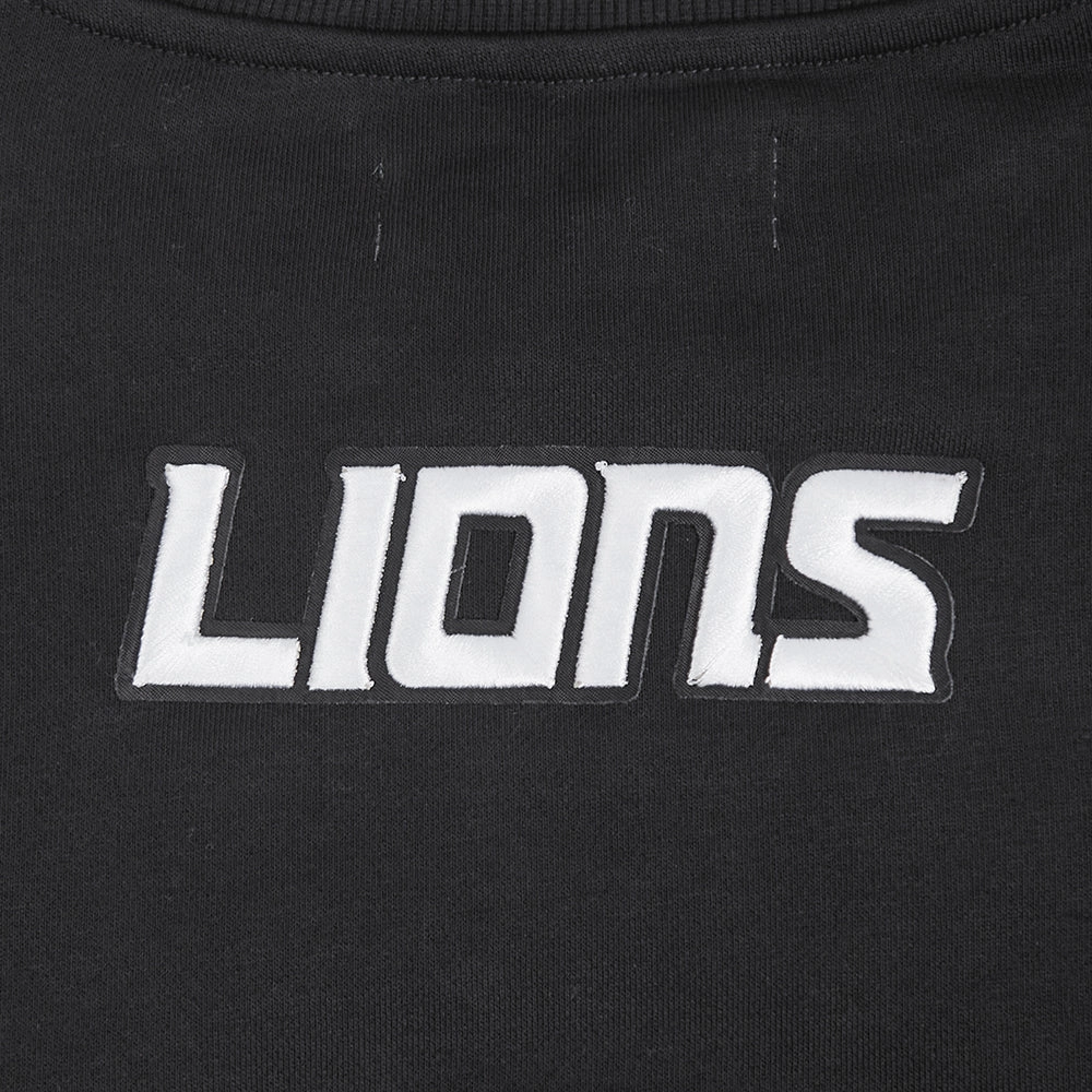 NFL DETROIT LIONS PEARLS WOMEN'S RIB FLEECE CREWNECK (BLACK)
