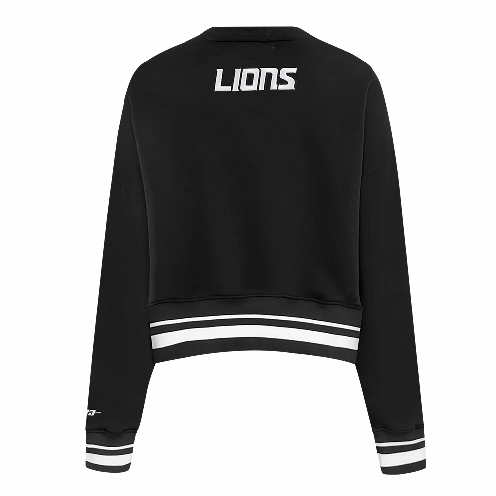 NFL DETROIT LIONS PEARLS WOMEN'S RIB FLEECE CREWNECK (BLACK)