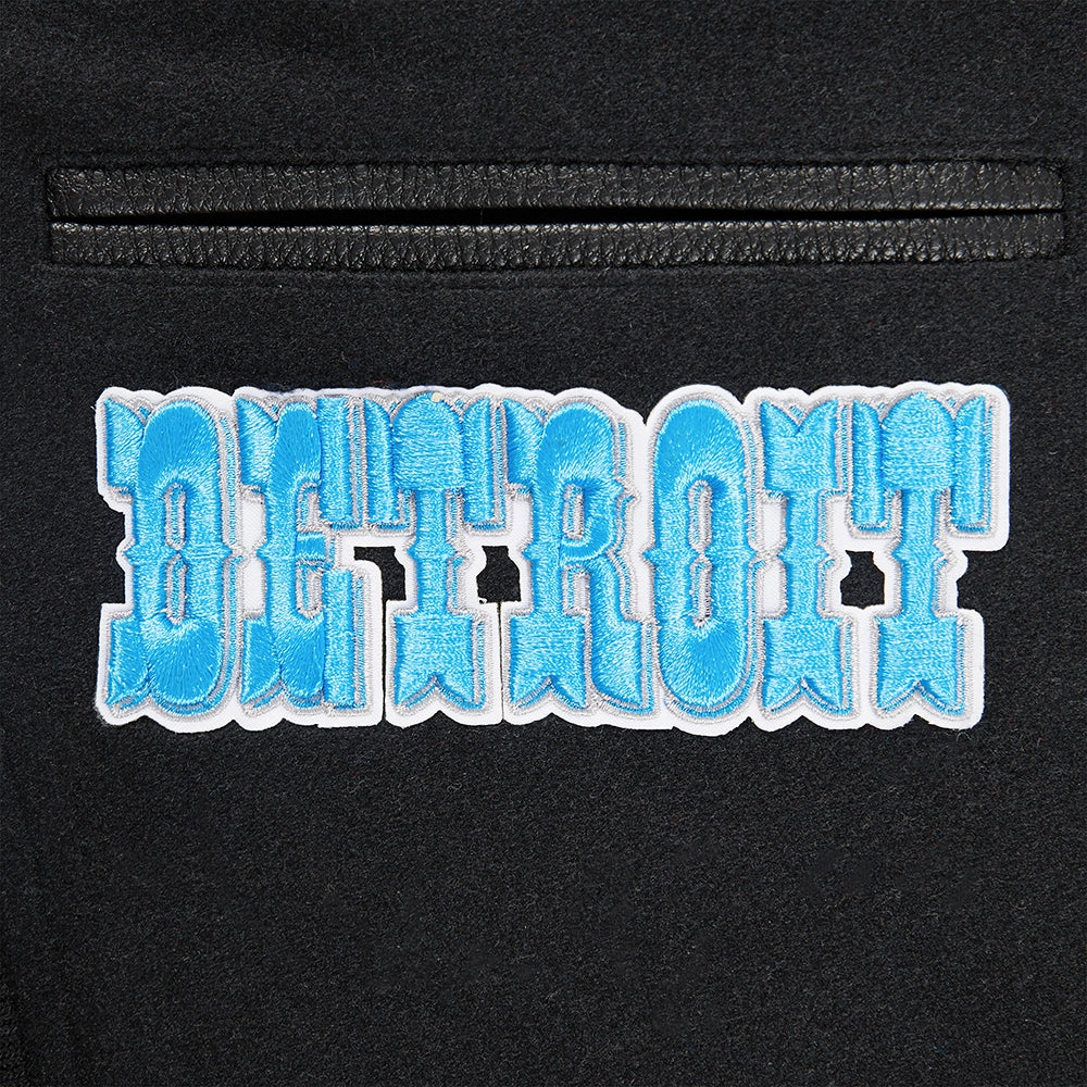 NFL DETROIT LIONS RETRO CLASSIC WOMEN'S RIB WOOL VARSITY JACKET (BLACK)