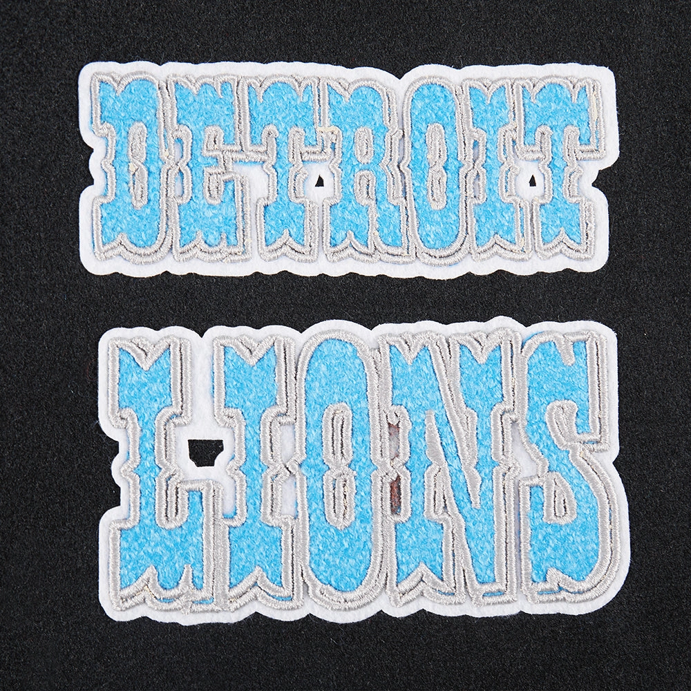 NFL DETROIT LIONS RETRO CLASSIC WOMEN'S RIB WOOL VARSITY JACKET (BLACK)