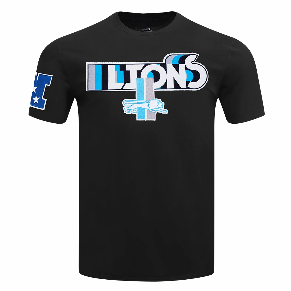 NFL DETROIT LIONS RETRO ELEVATION MEN'S SINGLE JERSEY TEE (BLACK)