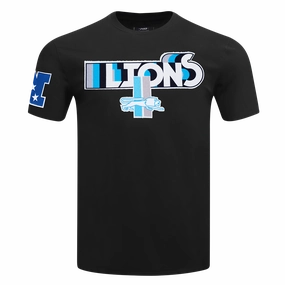 NFL DETROIT LIONS RETRO ELEVATION MEN'S SINGLE JERSEY TEE (BLACK)