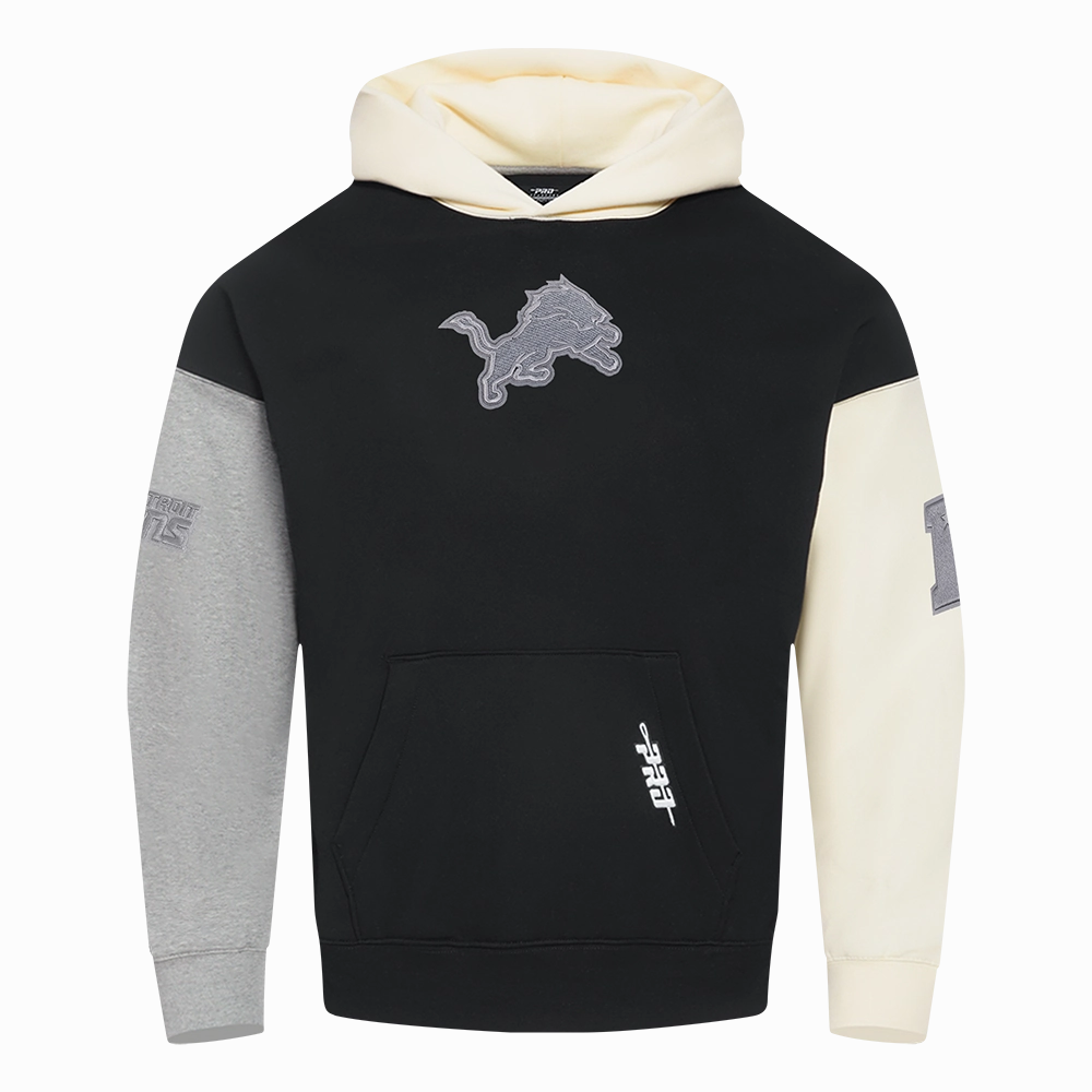 NFL DETROIT LIONS REVERSE FRENCH TERRY MEN'S COLORBLOCK FLEECE PULLOVER HOODIE