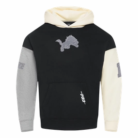 NFL DETROIT LIONS REVERSE FRENCH TERRY MEN'S COLORBLOCK FLEECE PULLOVER HOODIE