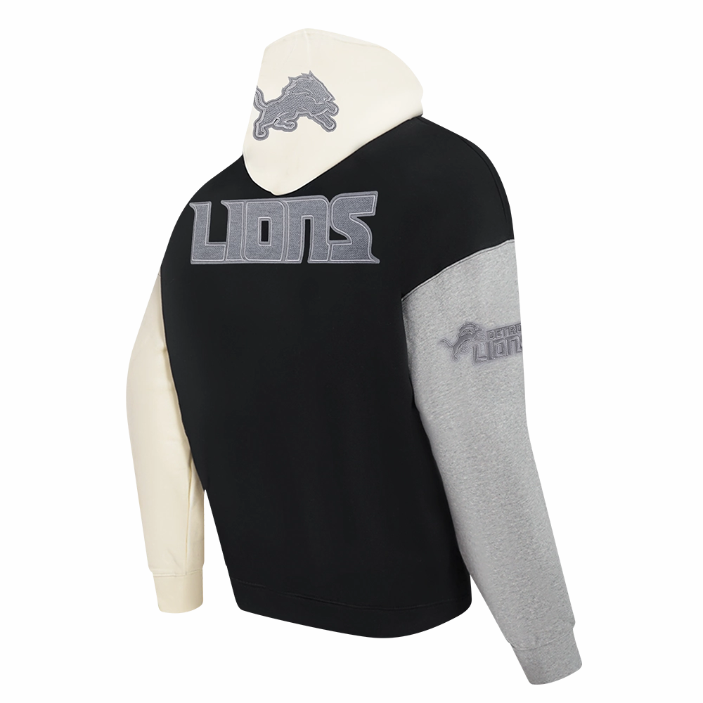 NFL DETROIT LIONS REVERSE FRENCH TERRY MEN'S COLORBLOCK FLEECE PULLOVER HOODIE