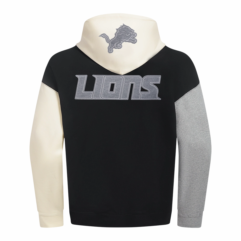 NFL DETROIT LIONS REVERSE FRENCH TERRY MEN'S COLORBLOCK FLEECE PULLOVER HOODIE