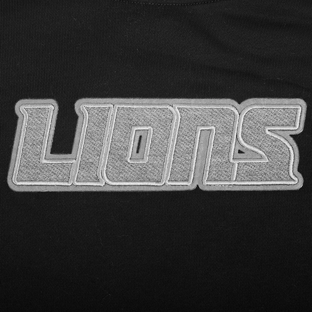 NFL DETROIT LIONS REVERSE FRENCH TERRY WOMEN'S FLEECE CREWNECK (BLACK)