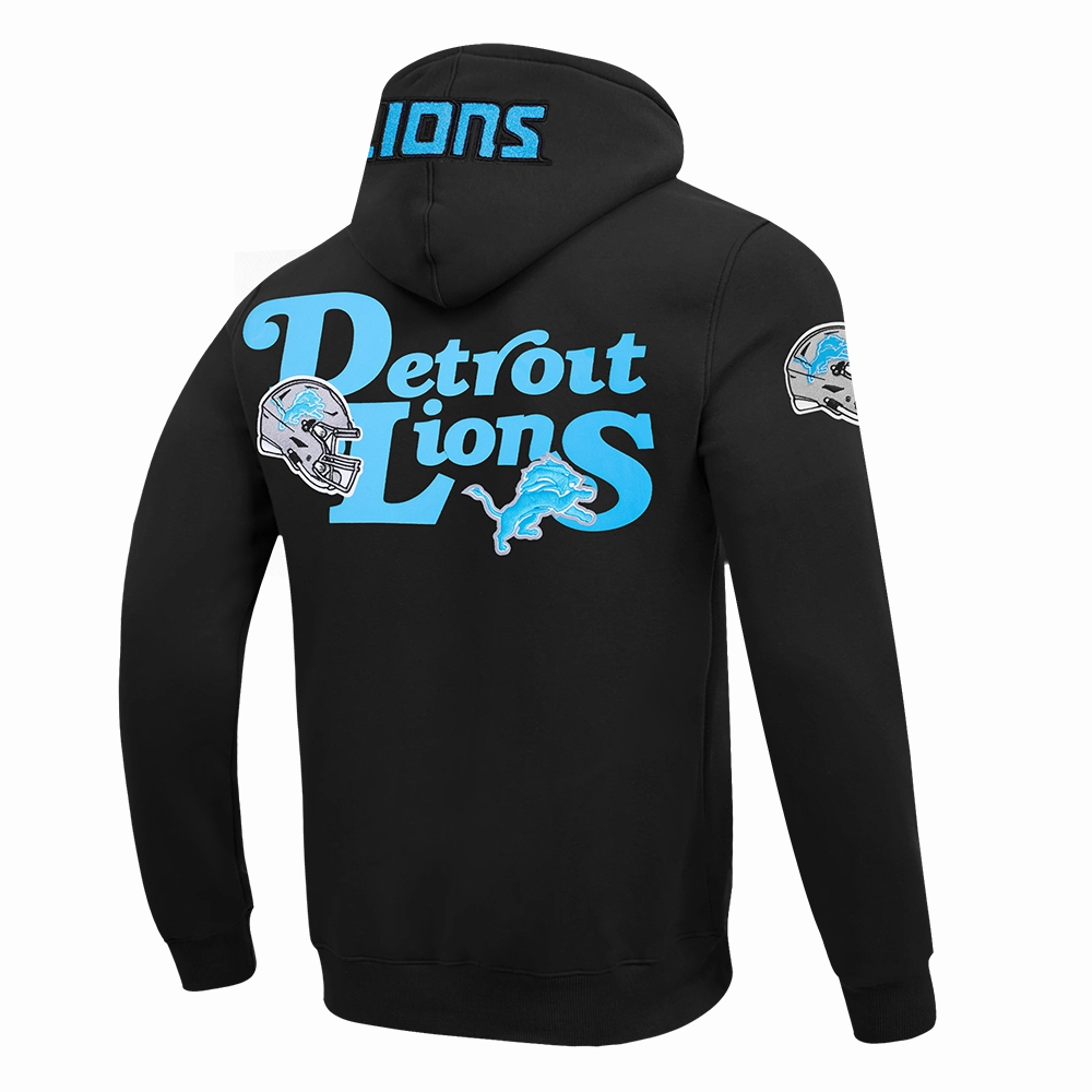 NFL DETROIT LIONS SOUVENIR MEN'S FLEECE PULLOVER HOODIE (BLACK)