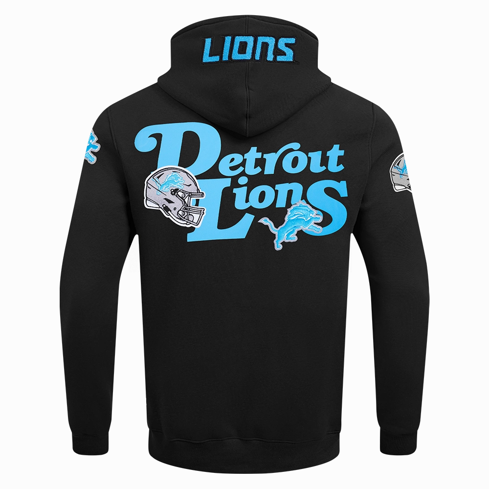 NFL DETROIT LIONS SOUVENIR MEN'S FLEECE PULLOVER HOODIE (BLACK)
