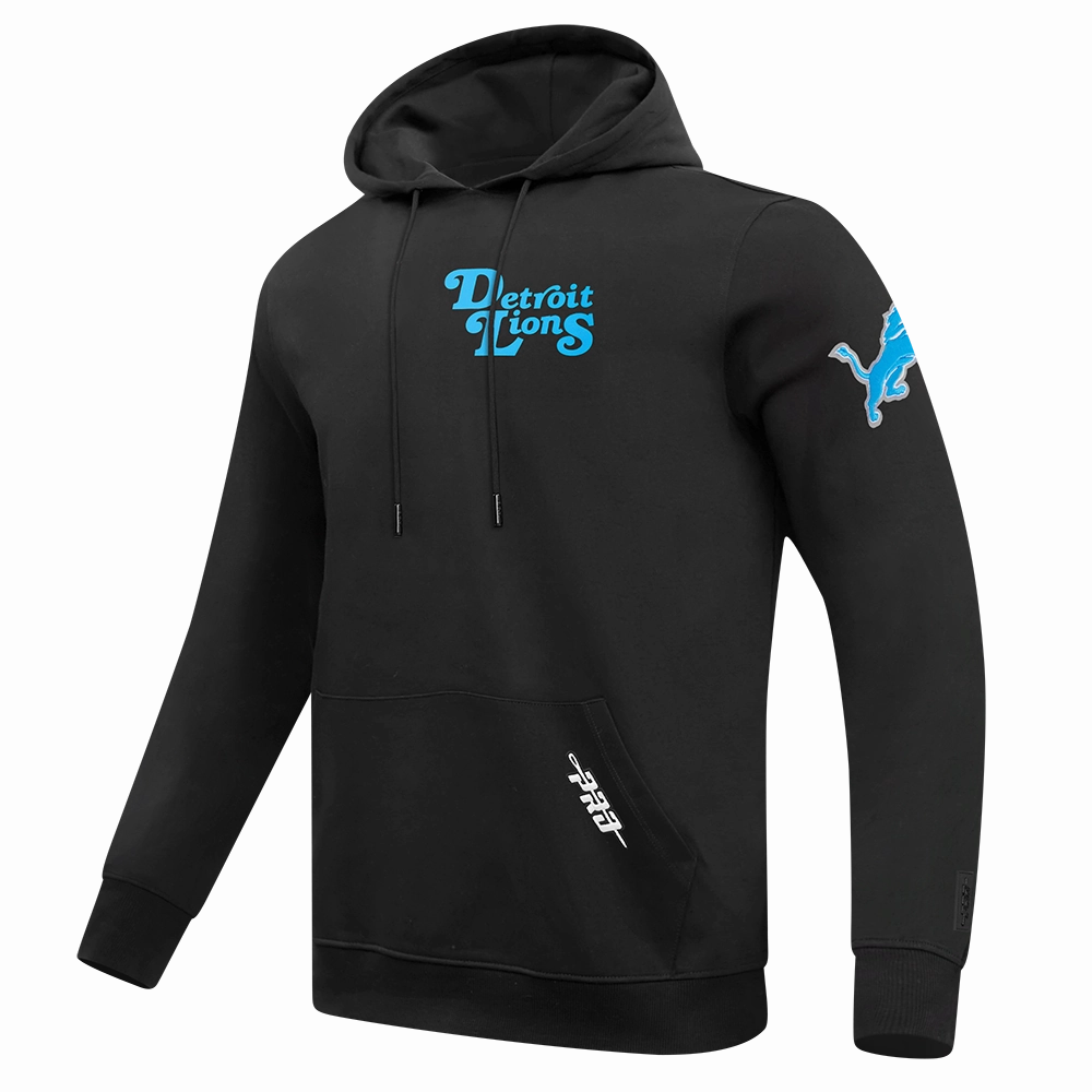 NFL DETROIT LIONS SOUVENIR MEN'S FLEECE PULLOVER HOODIE (BLACK)