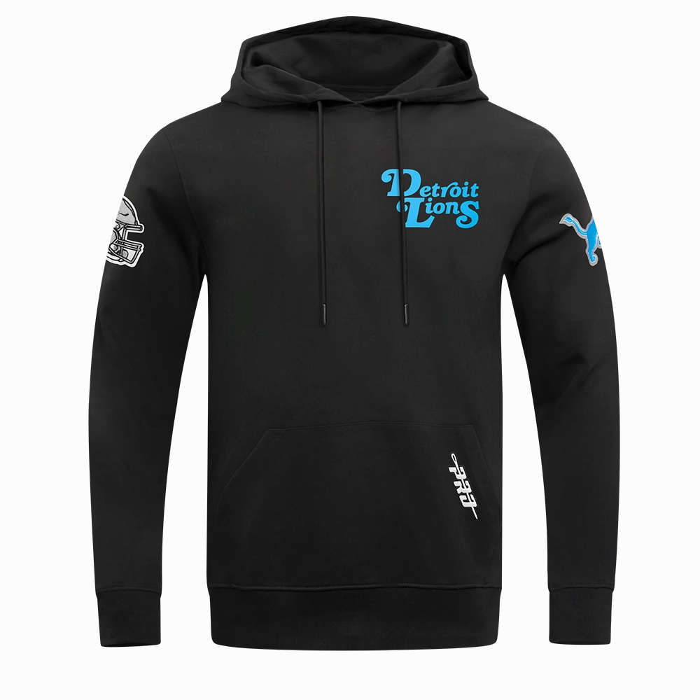 NFL DETROIT LIONS SOUVENIR MEN'S FLEECE PULLOVER HOODIE (BLACK)