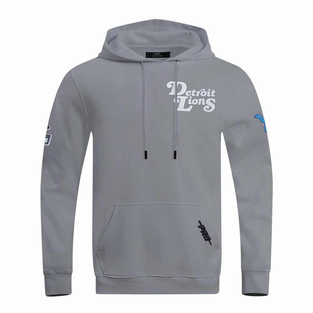 NFL DETROIT LIONS SOUVENIR MEN'S FLEECE PULLOVER HOODIE (GRAY)
