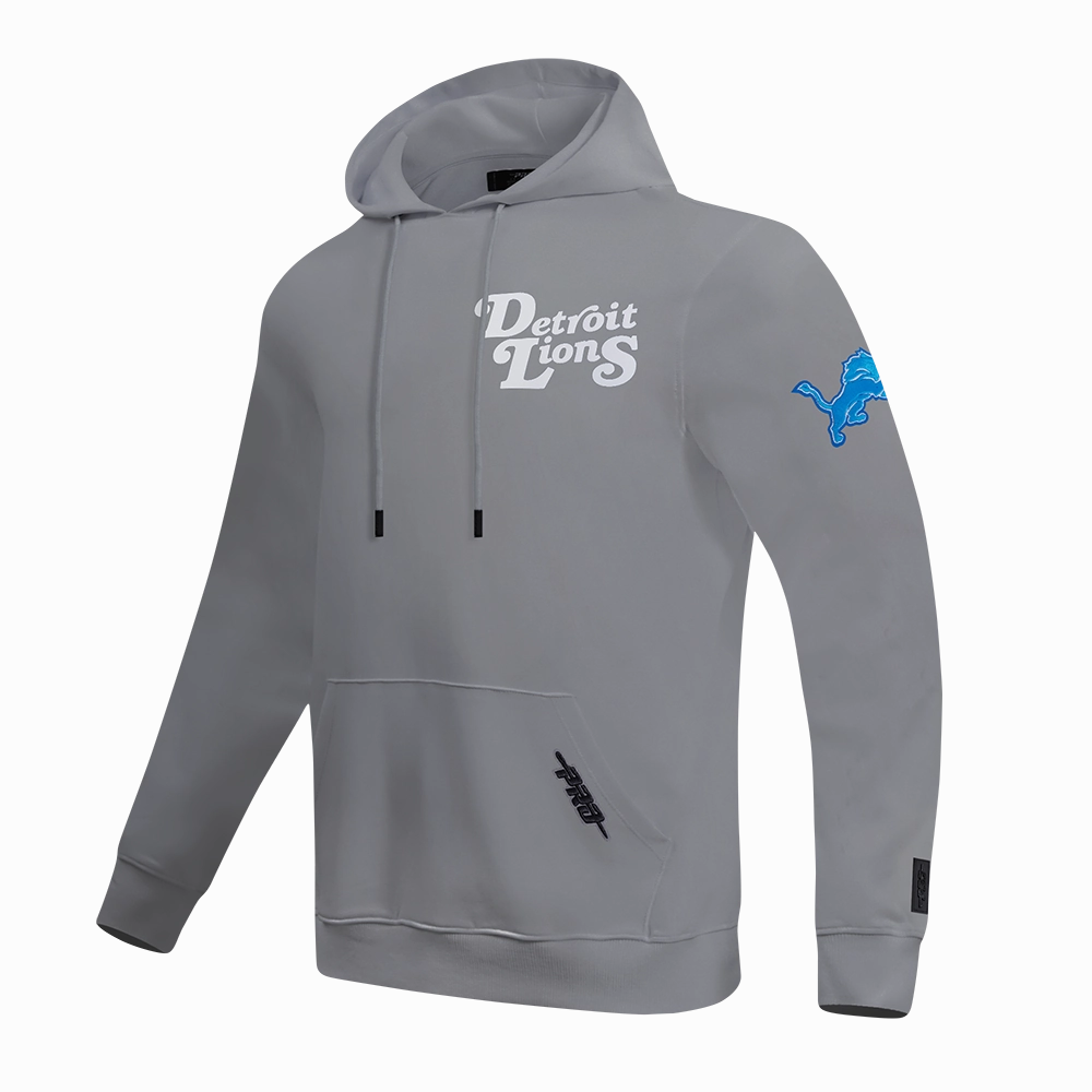 NFL DETROIT LIONS SOUVENIR MEN'S FLEECE PULLOVER HOODIE (GRAY)