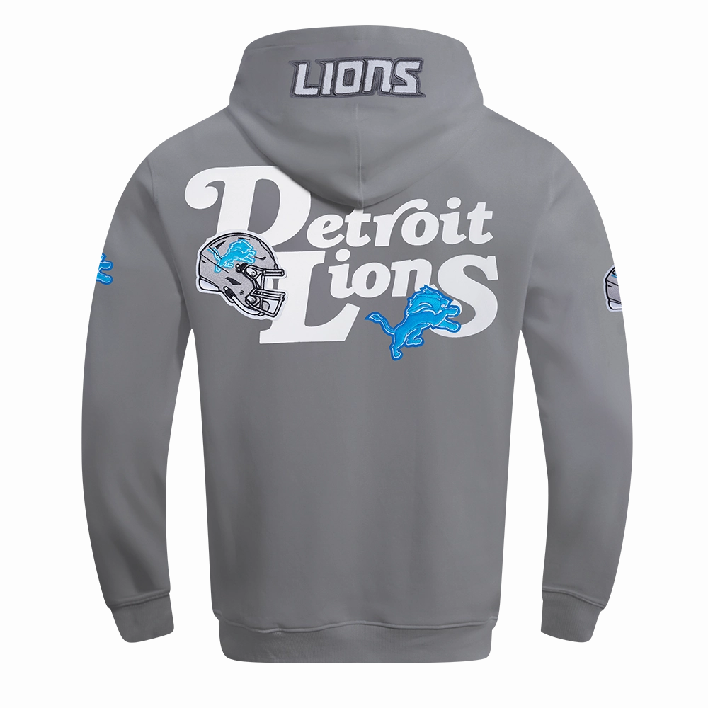NFL DETROIT LIONS SOUVENIR MEN'S FLEECE PULLOVER HOODIE (GRAY)