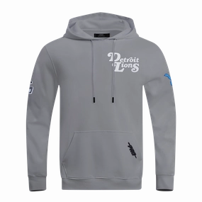 NFL DETROIT LIONS SOUVENIR MEN'S FLEECE PULLOVER HOODIE (GRAY)