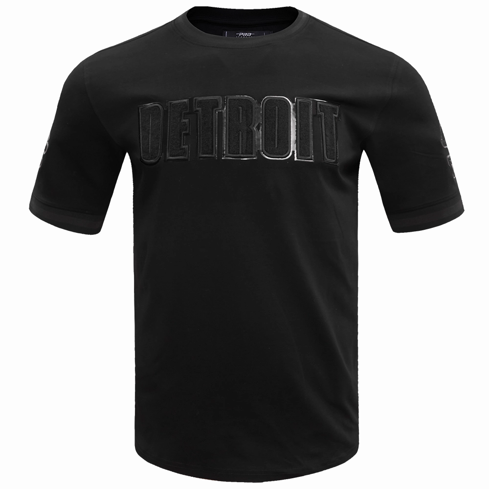 NFL DETROIT LIONS TRIPLE BLACK MEN'S DOUBLE KNIT TEE (TRIPLE BLACK)