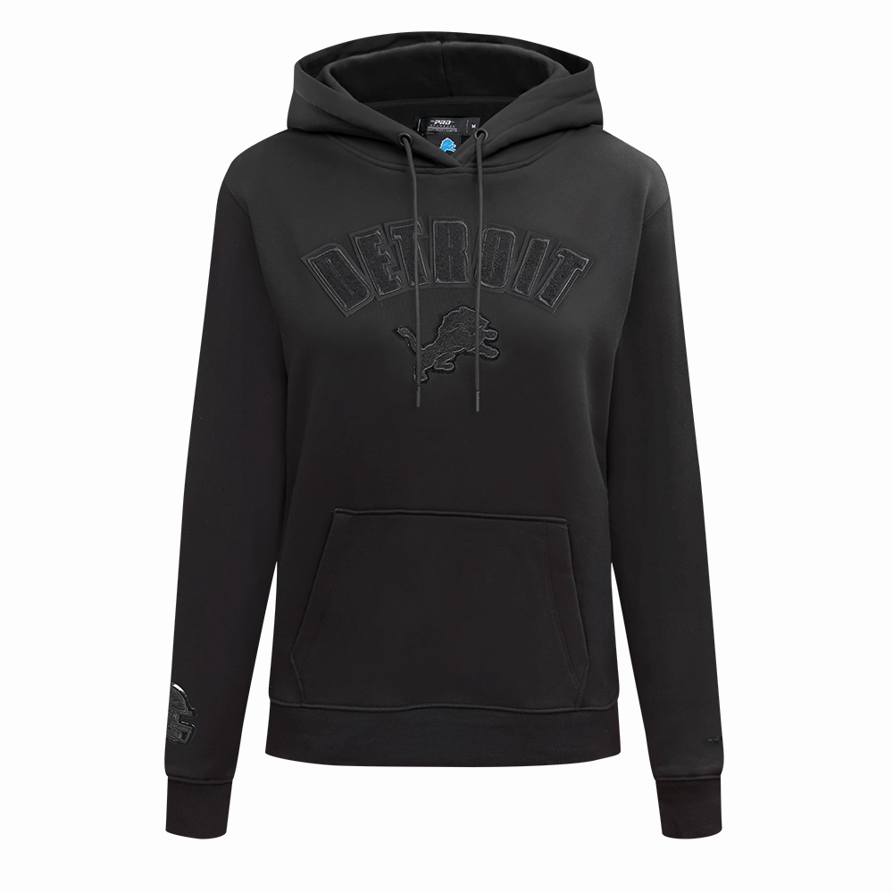 NFL DETROIT LIONS TRIPLE BLACK WOMEN'S FLC PO HOODIE (TRIPLE BLACK WOMEN'S)