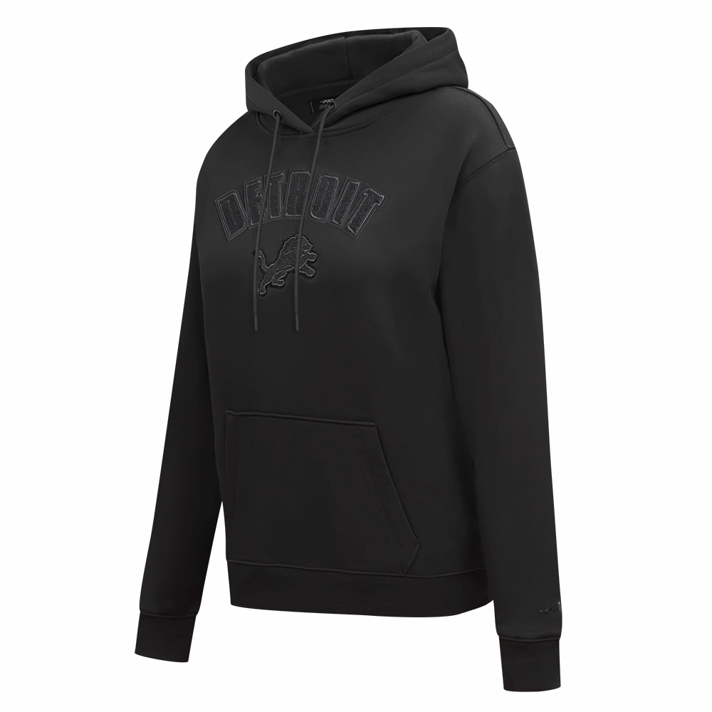 NFL DETROIT LIONS TRIPLE BLACK WOMEN'S FLC PO HOODIE (TRIPLE BLACK WOMEN'S)