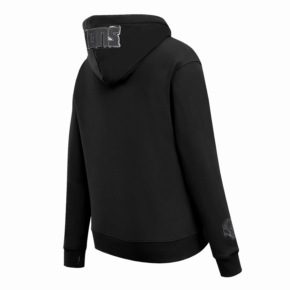 NFL DETROIT LIONS TRIPLE BLACK WOMEN'S FLC PO HOODIE (TRIPLE BLACK WOMEN'S)