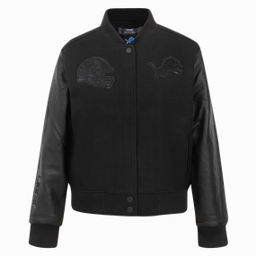 NFL DETROIT LIONS TRIPLE BLACK WOMEN'S WOOL VARSITY JACKET (TRIPLE BLACK WOMEN'S)